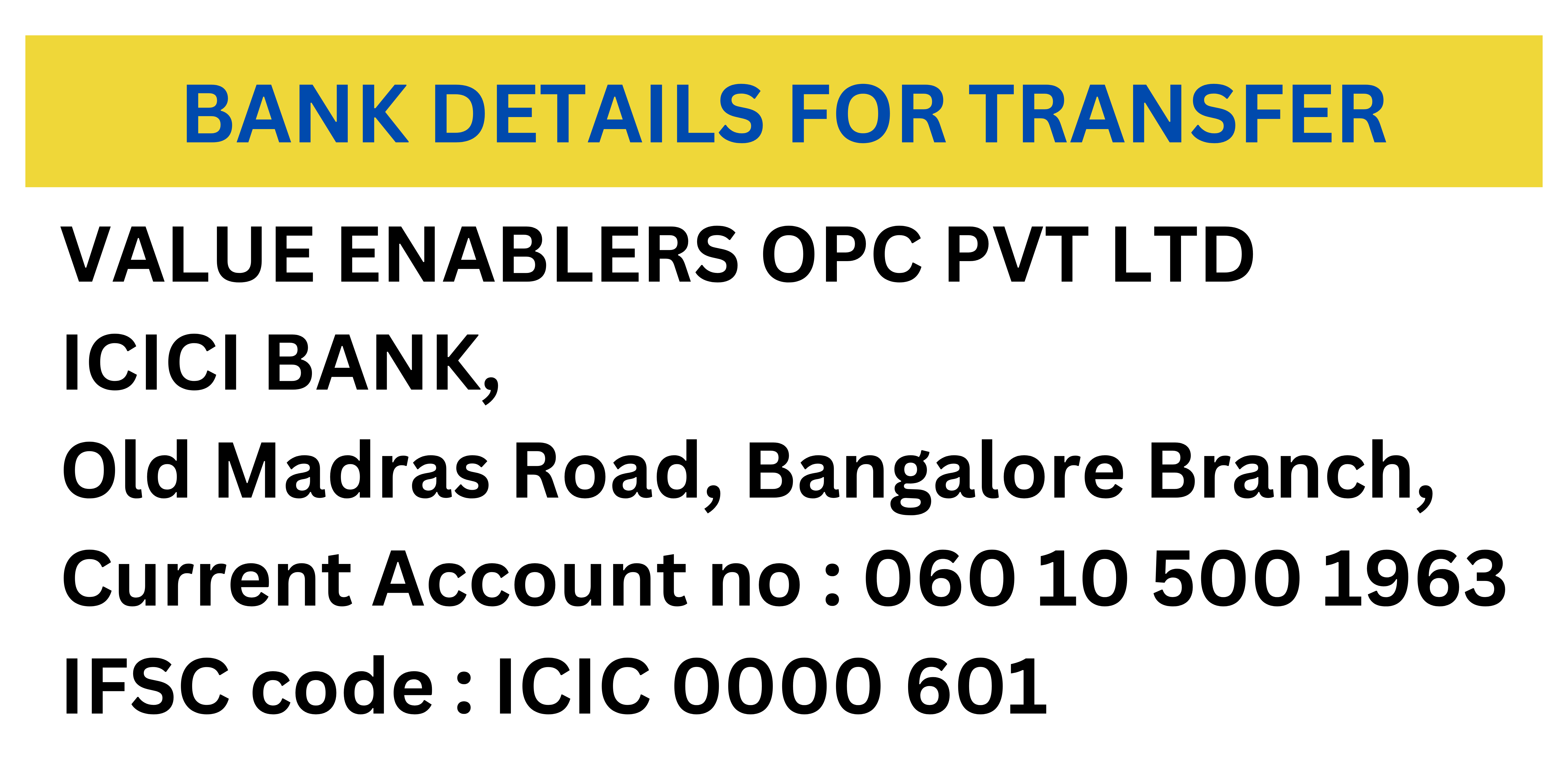 Bank Transfer Details