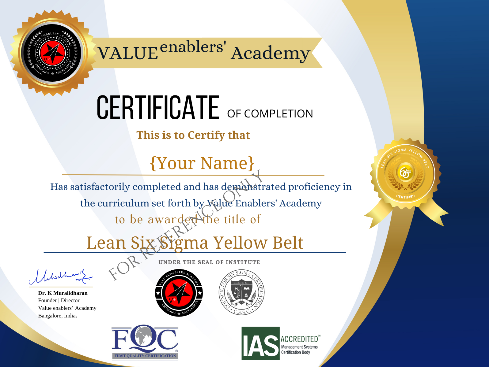 Lean Six Sigma Yellow Belt Certificate