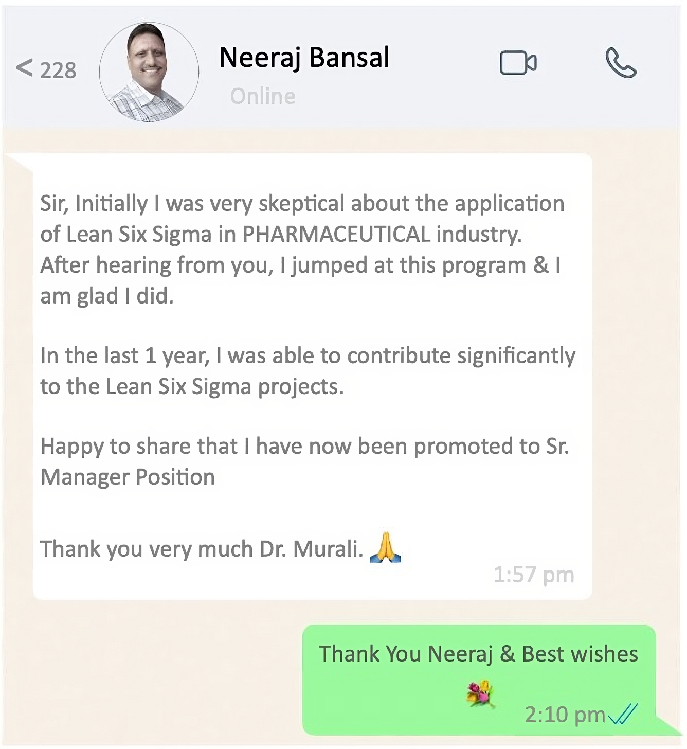 Participant testimonial