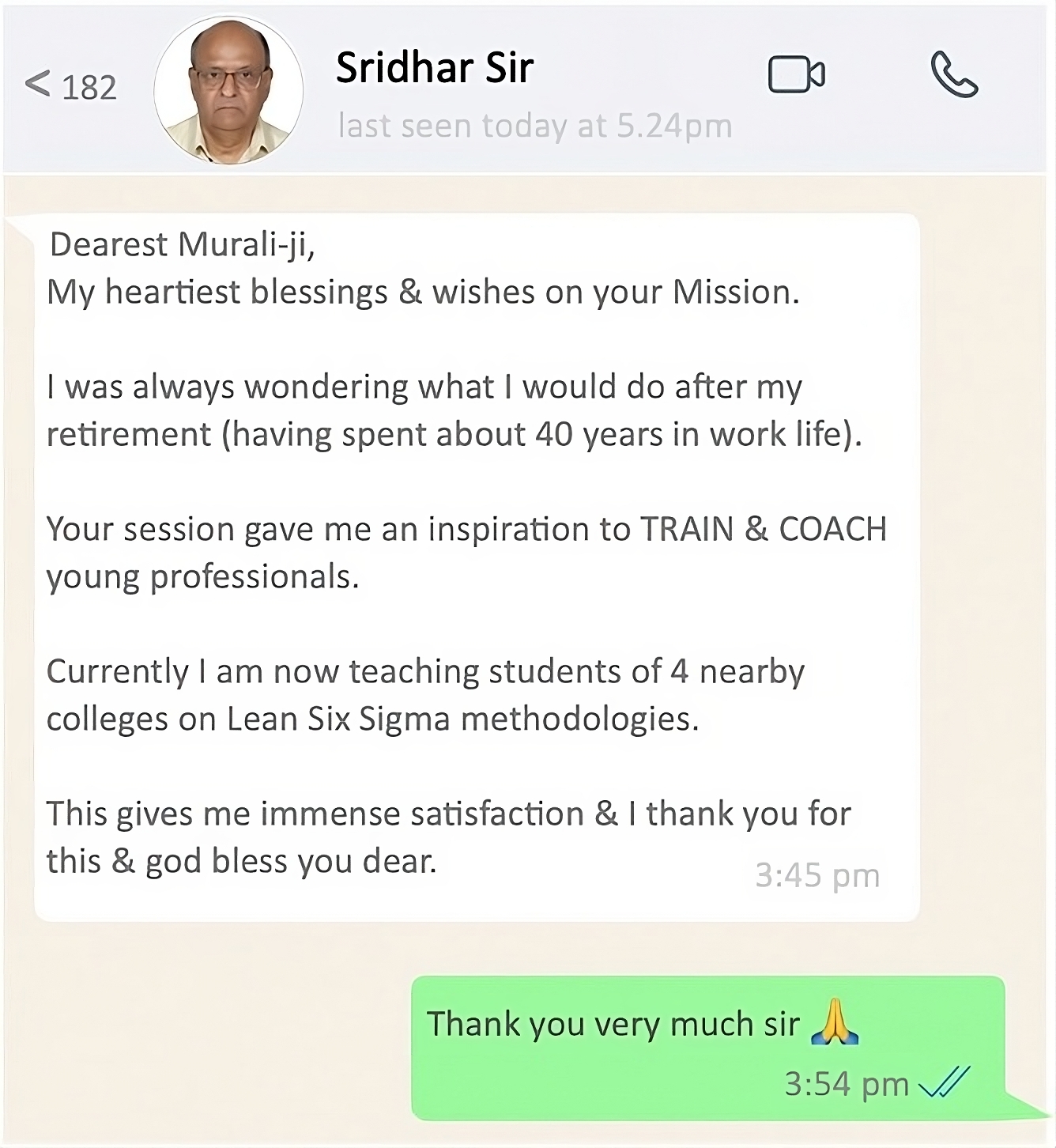 Participant testimonial