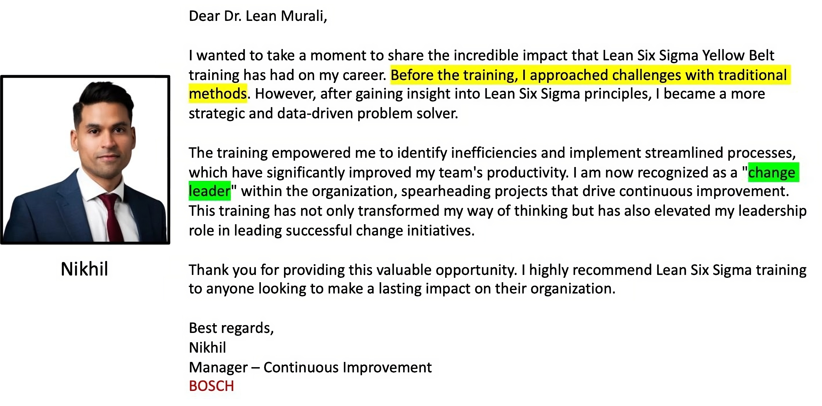 Participant testimonial