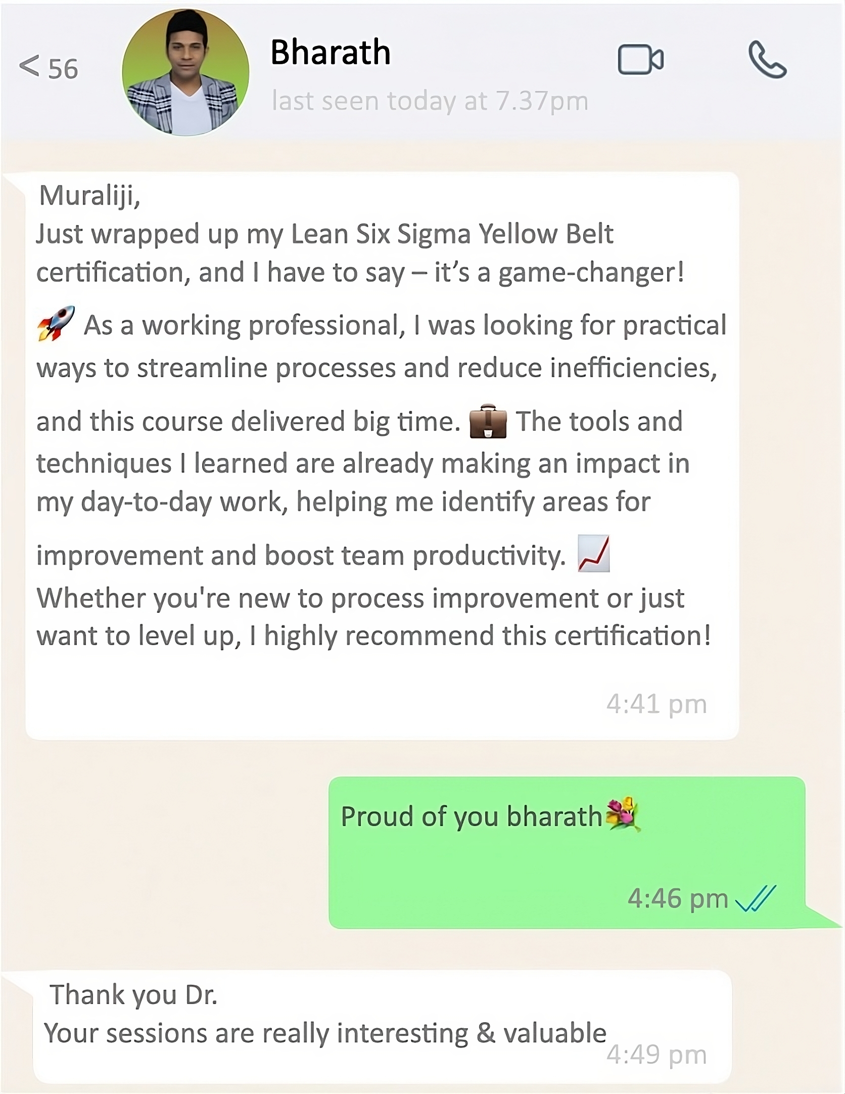 Participant testimonial