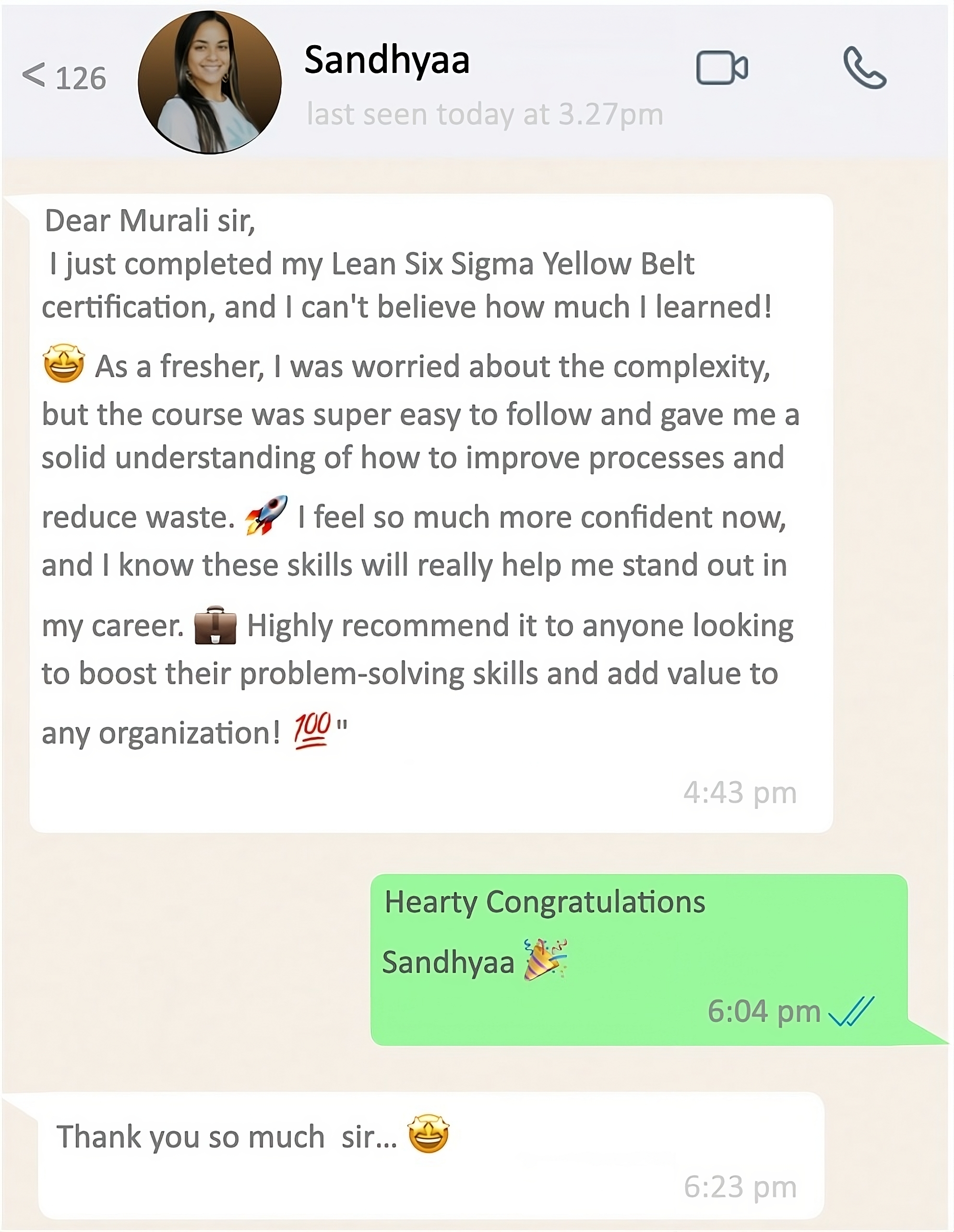 Participant testimonial