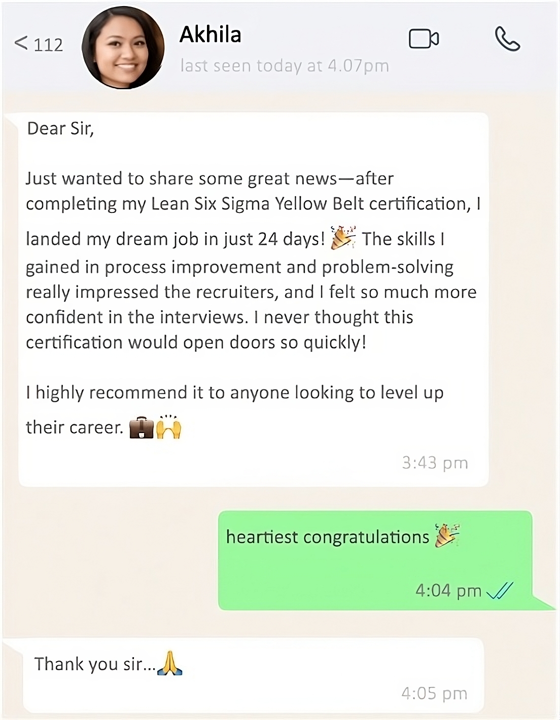 Participant testimonial