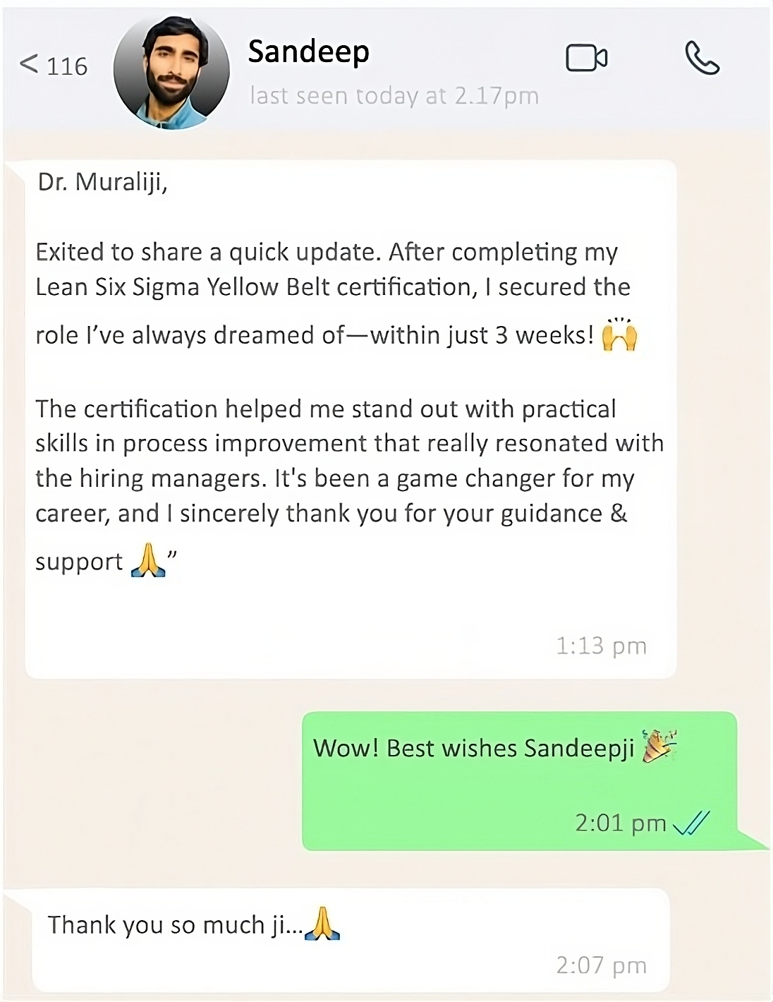 Participant testimonial